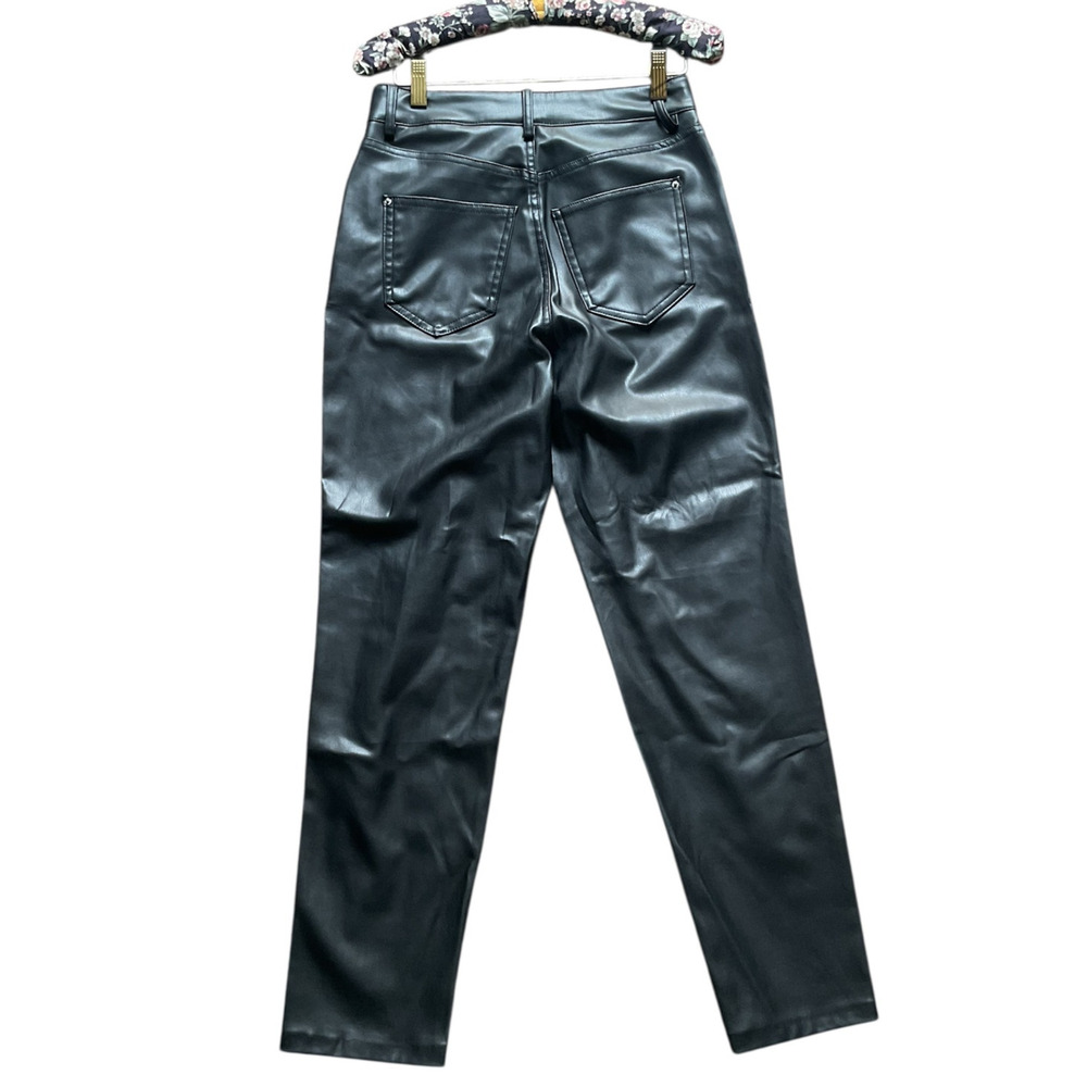 ZARA Pants Black High Rise Straight Leg Faux Leather Size 2 Night out Party - Picture 2 of 9